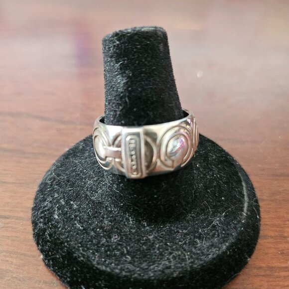 Coach 925 Sterling Silver Signature C Band Ring Size 8 - Picture 4 of 5